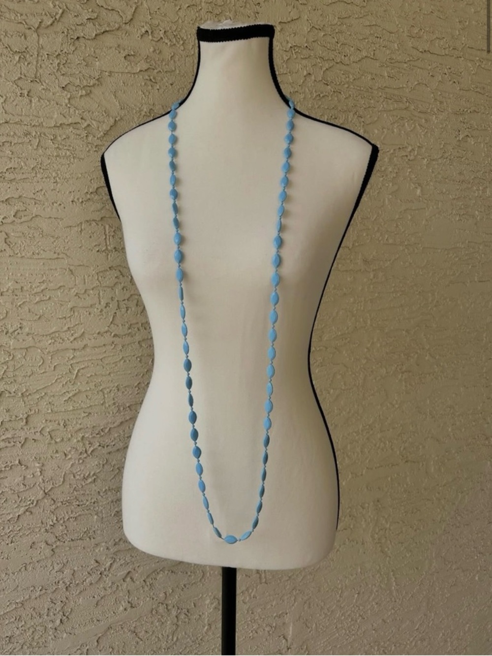 Vintage Light Blue Beaded Long Necklace